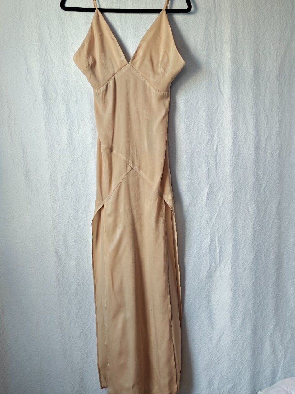 SHOW ME YOUR MUMU Champagne Satin Slip Maxi Dress Spaghetti Strap